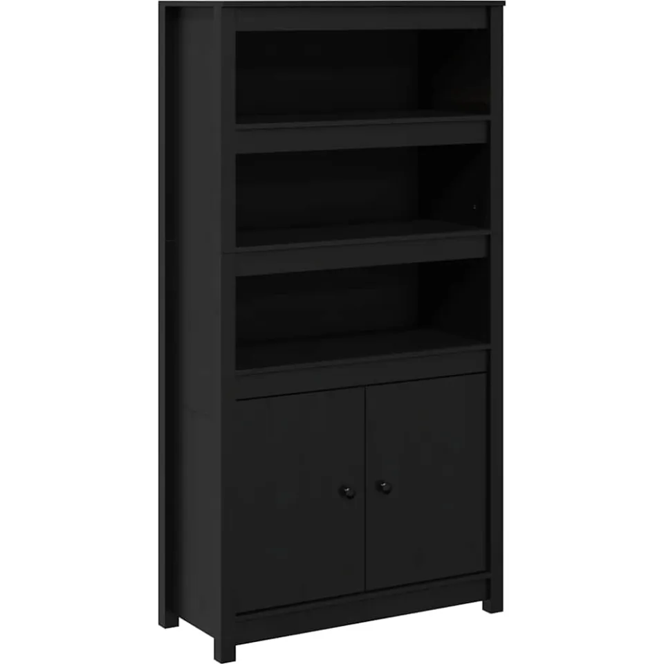 vidaXL Hoge kast 80x35x154 cm massief grenenhout zwart