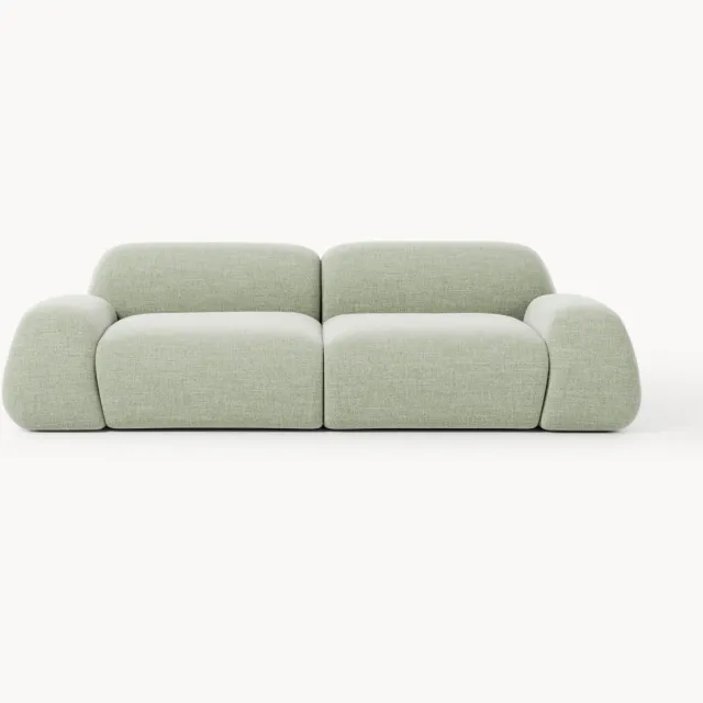 Westwing Collection Modulaire bouclé bank Wolke (3-zits) Lichtgroen