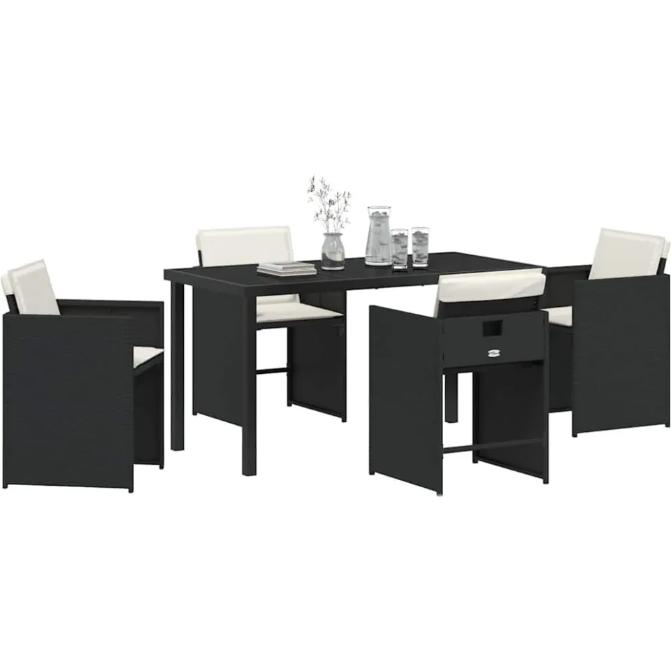 vidaXL Tuin eettafelset 5 st Zwart poly rattan