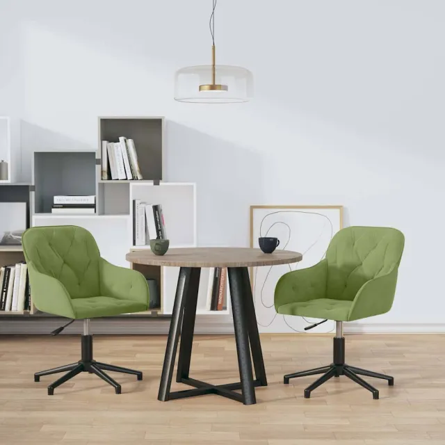 vidaXL Eetkamerstoelen draaibaar 2 st fluweel lichtgroen groen, foto 2