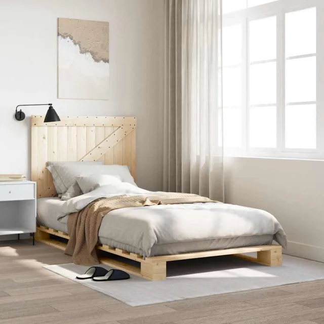 vidaXL Bedframe met hoofdbord massief grenenhout 100x200 cm bruin