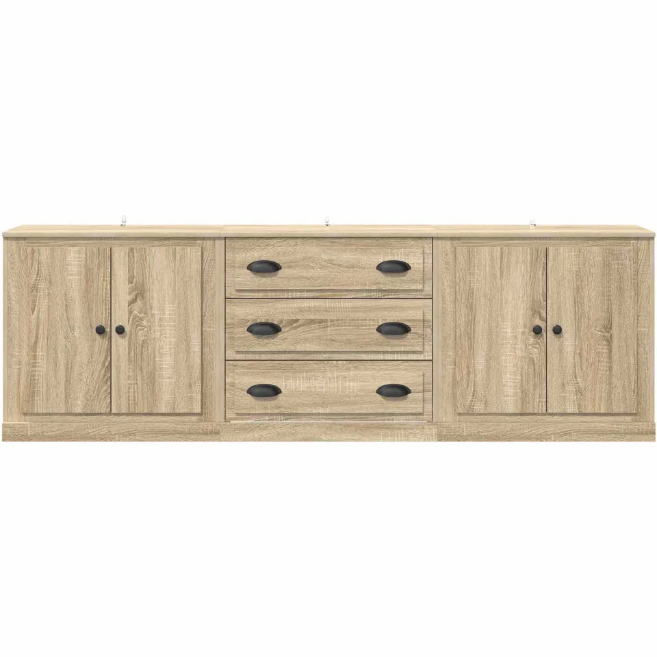vidaXL Dressoirs 3 st bewerkt hout sonoma eiken Bruin