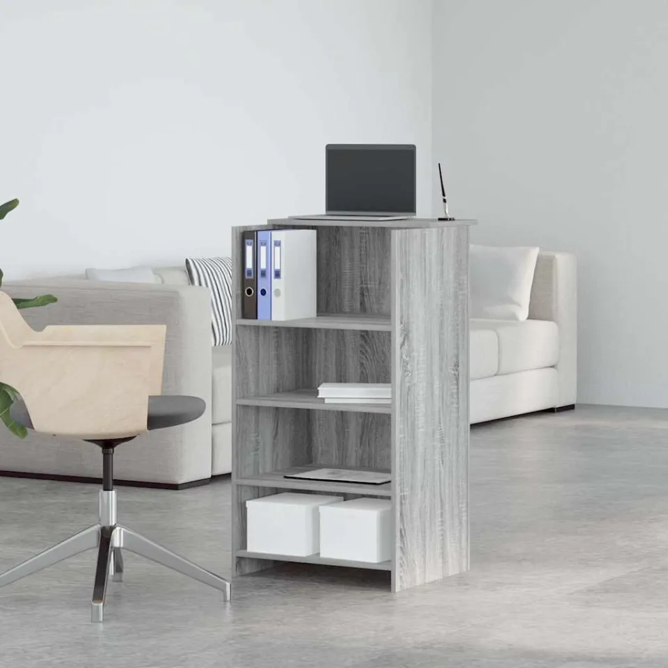 vidaXL Receptiebalie 55x50x103,5 cm bewerkt hout grijs sonoma eiken, foto 4