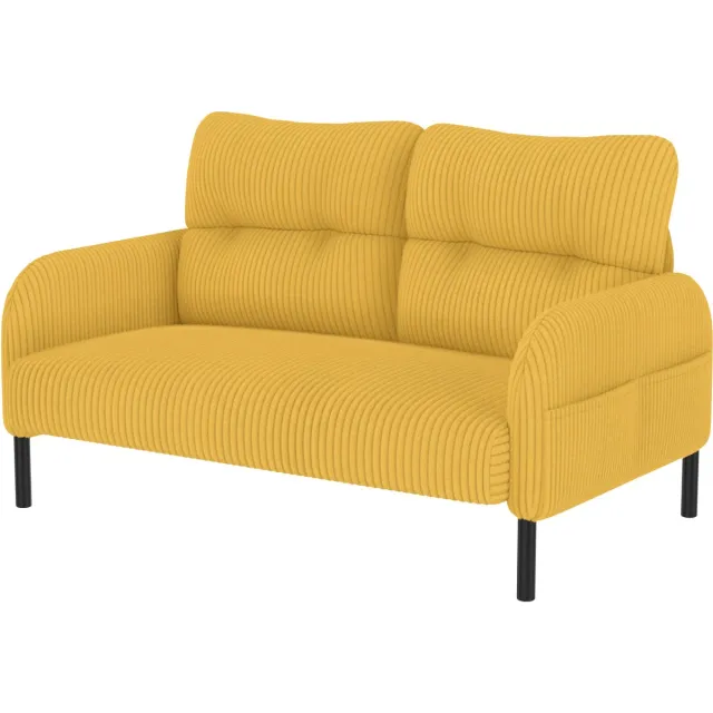 REDOM 2-Zitsbank - Hoge Rugleuning En Zijvak - Modern - Woonkamer - Ribstof - Geel - 120 X 75 X 79 Cm