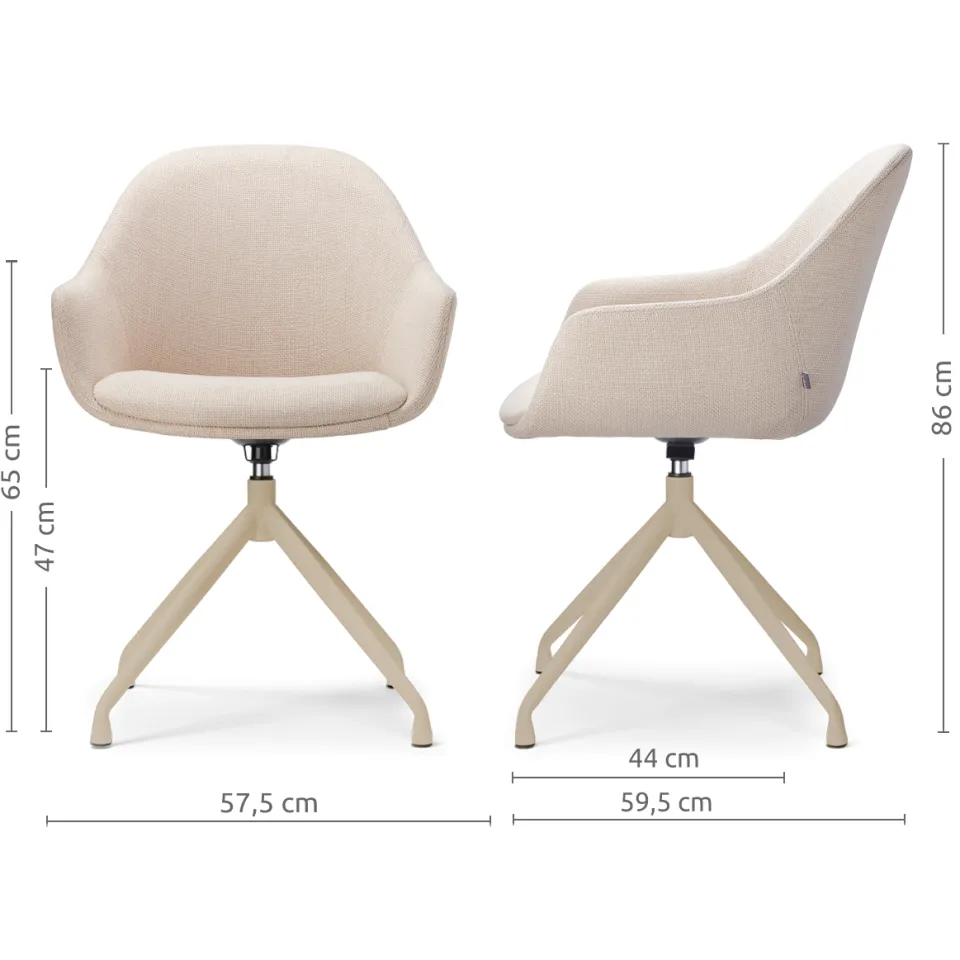 Nolon Nola-Mae draaibare eetkamerstoel beige - beige onderstel, foto 2