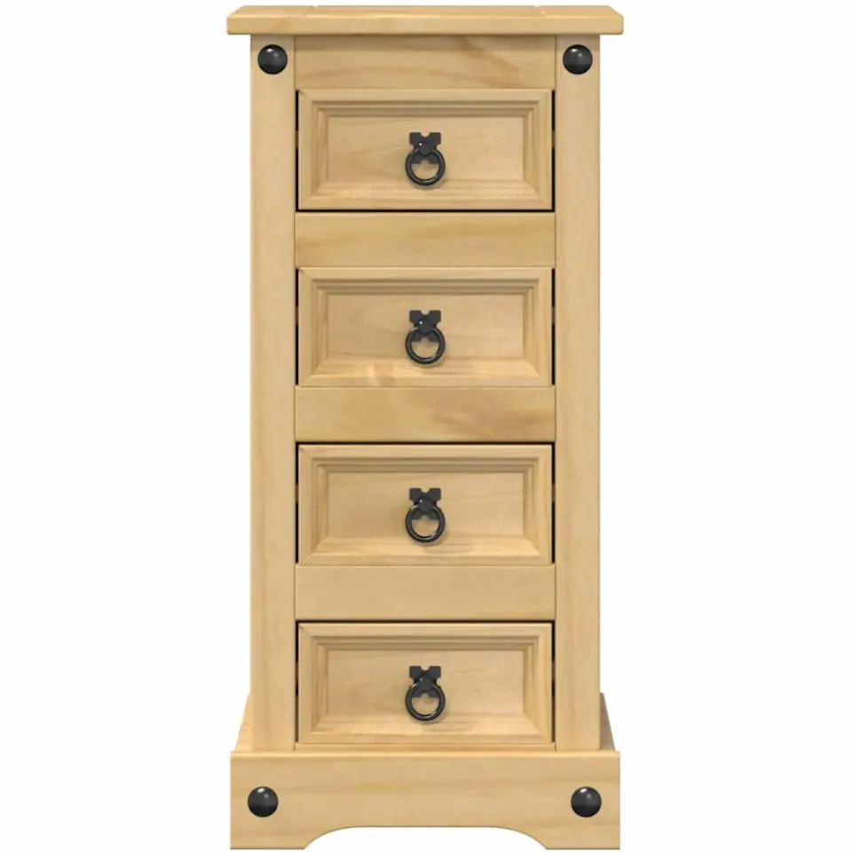 vidaXL Nachtkastje Corona 35x32,5x74 cm massief grenenhout bruin, foto 4