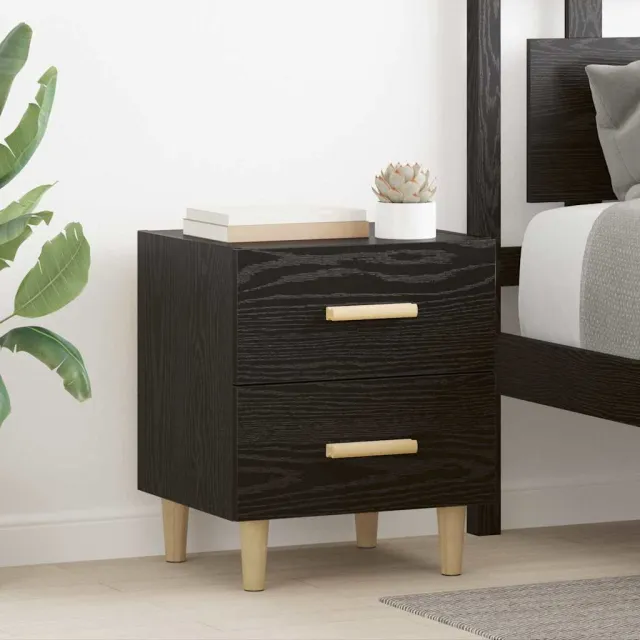 vidaXL Bed kast Zwart Eiken 40 x 35 x 47.5cm Bewerkt hout, foto 2