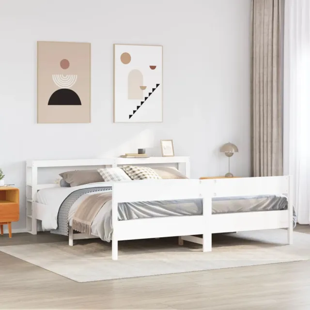 vidaXL Bedframe zonder matras massief grenenhout wit 200x200 cm
