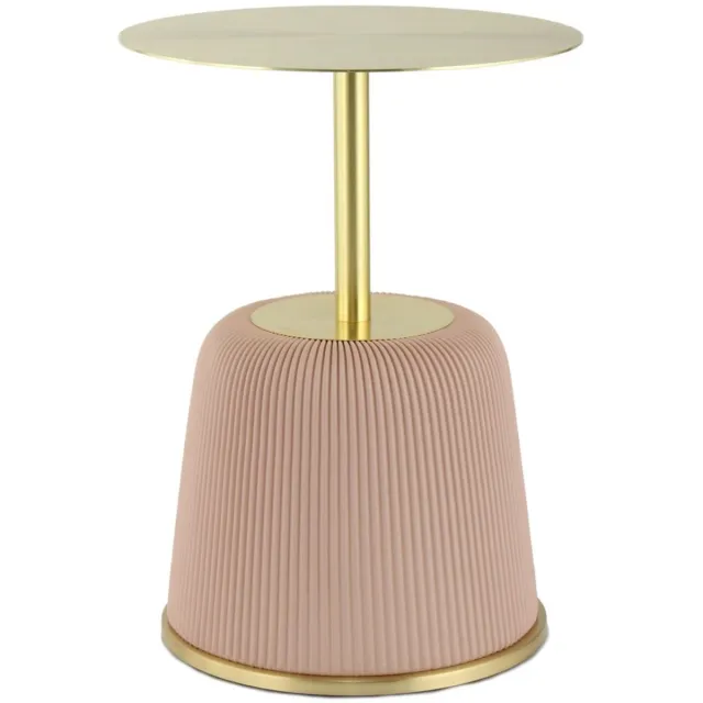 Padiro ronde bijzettafel - Ø 40 x 55 cm - Roze - Modern Art deco Glamour - IJzer, Metaal - binnen/buiten