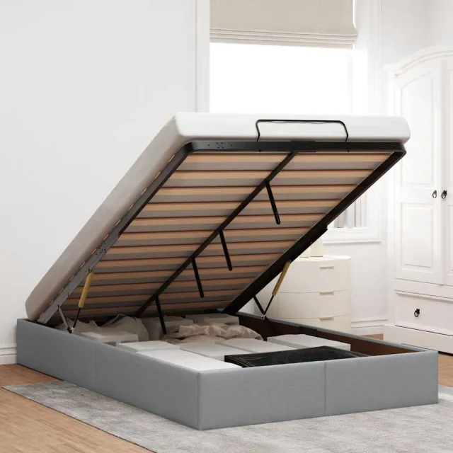 vidaXL Bedframe zonder matras 120x200 cm stof lichtgrijs grijs