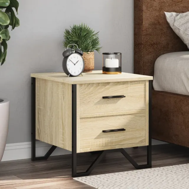 vidaXL Nachtkastjes 2 st 40x41x40 cm bewerkt hout sonoma eikenkleurig, foto 2