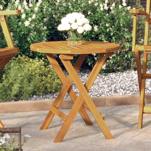 vidaXL Bistrotafel Ø46x47 cm massief acaciahout bruin, foto 2