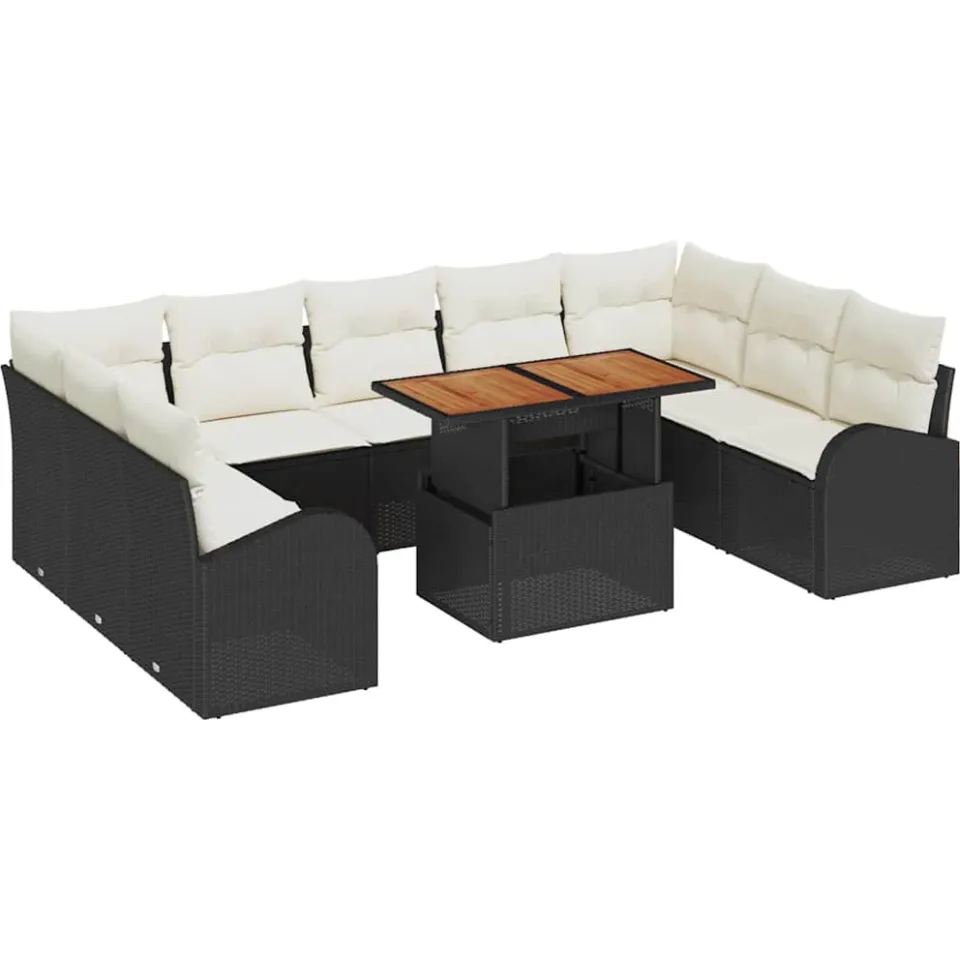 vidaXL Tuin Sofa Set 10 st Zwart Poly riet