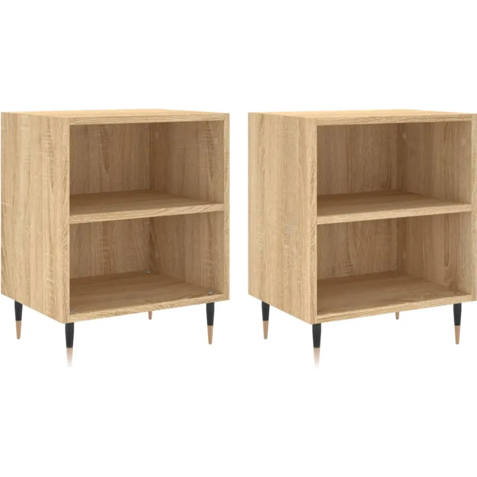 vidaXL Nachtkastjes 2 st 40x30x50 cm bewerkt hout sonoma eikenkleurig, foto 3