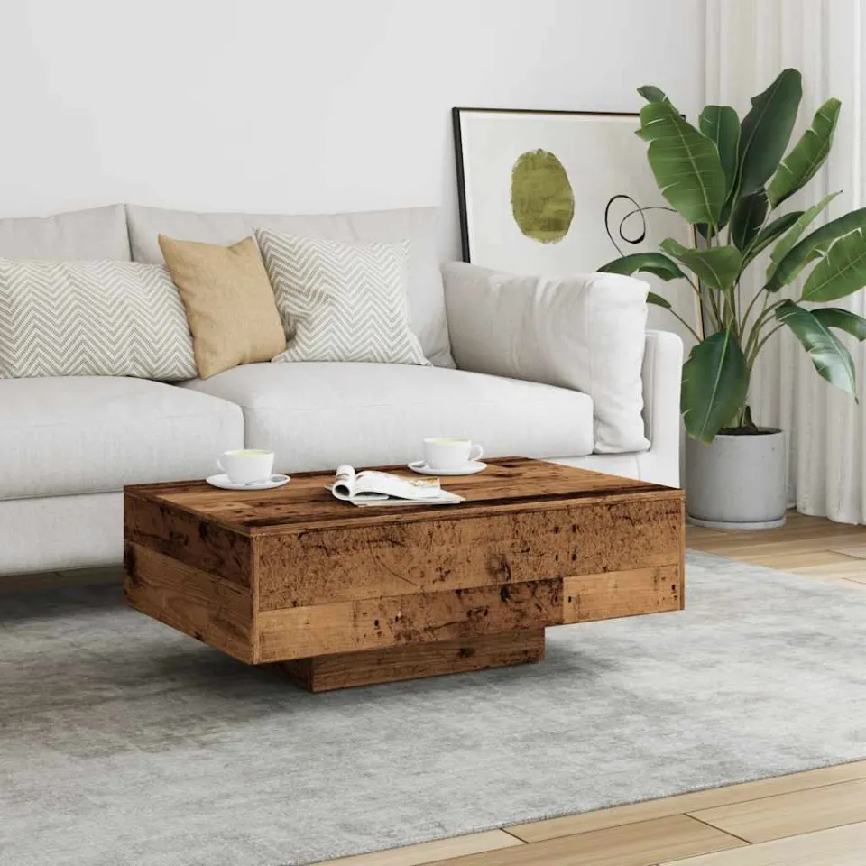 vidaXL Salontafel 85x55x31 cm bewerkt hout oud houtkleurig bruin, foto 2
