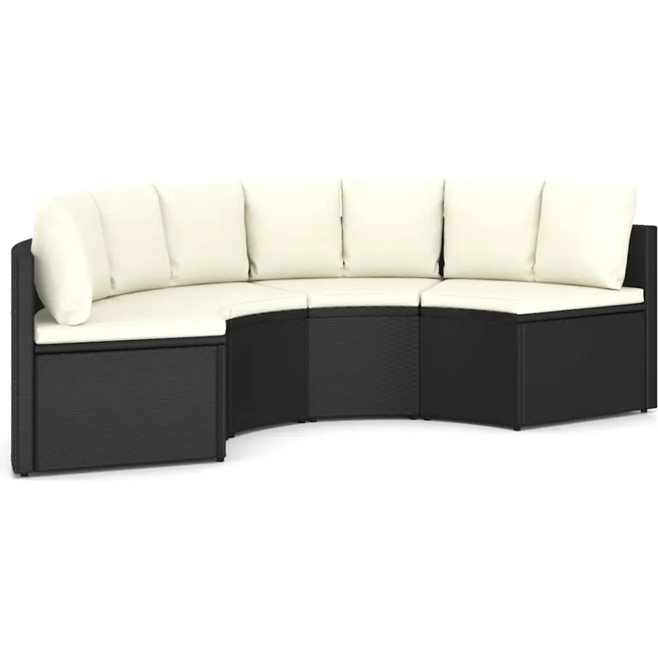 vidaXL 4-delige Loungeset met kussens poly rattan zwart, foto 3