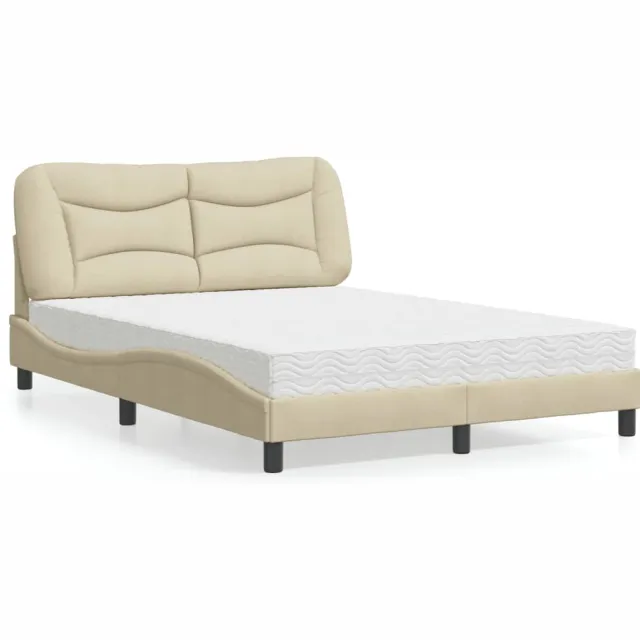 vidaXL Bed met matras "Hvar" stof crèmekleurig 140x190 cm