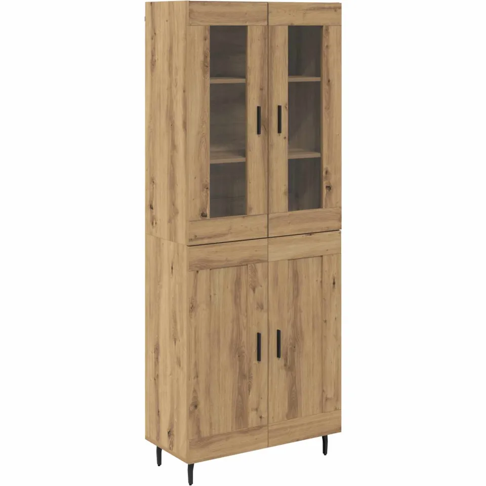 vidaXL Hoge kast 2 st Artisan Eiken 69,5 x 34 x 180 cm Bewerkt hout, foto 3