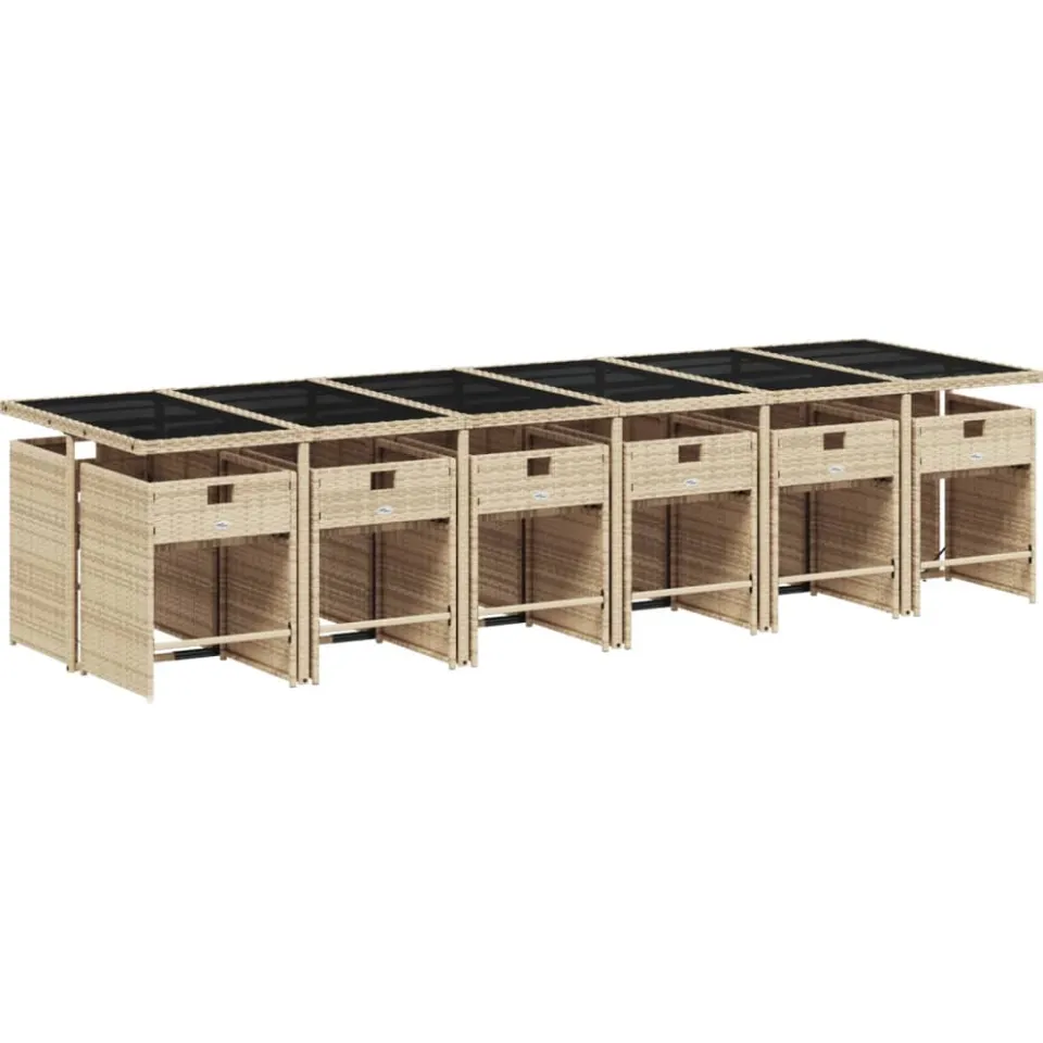 vidaXL 13-delige Tuinset met kussens poly rattan gemengd beige
