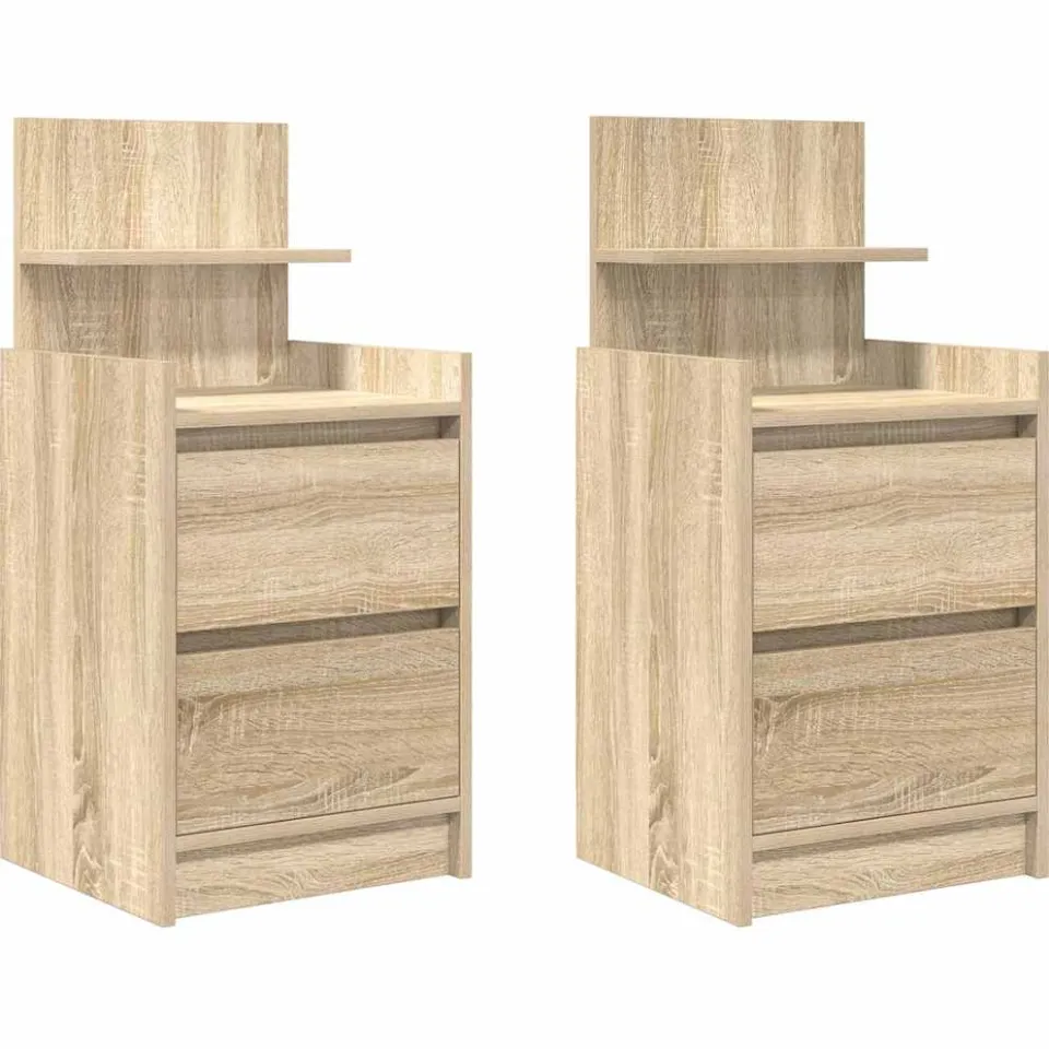 vidaXL Nachtkastjes met 2 lades 2 st 38x34x80 cm Sonoma eikenkleurig Bruin