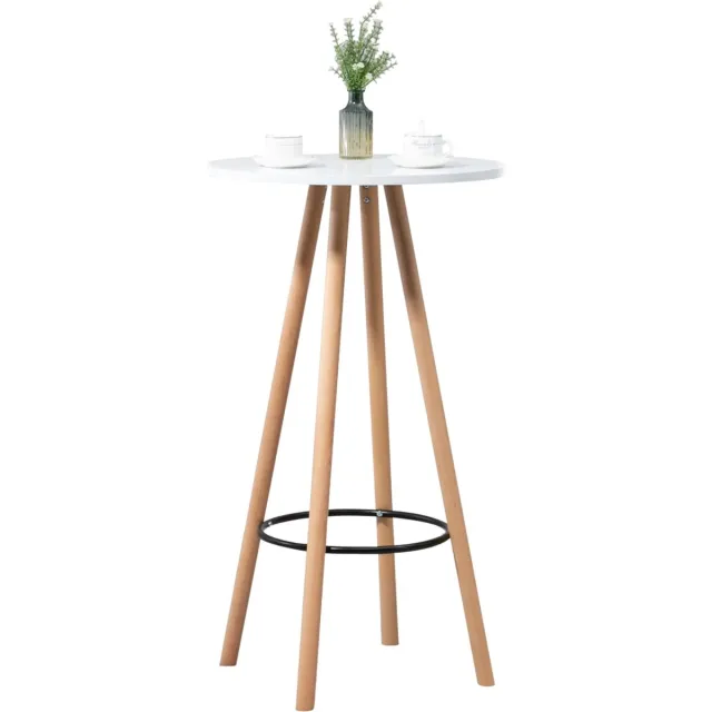 In And Outdoormatch Statafel retro - Rond - Bartafel voor Binnen & Buiten - Metaal - Feesttafel - Wit - 60x60x107cm natura/wei
