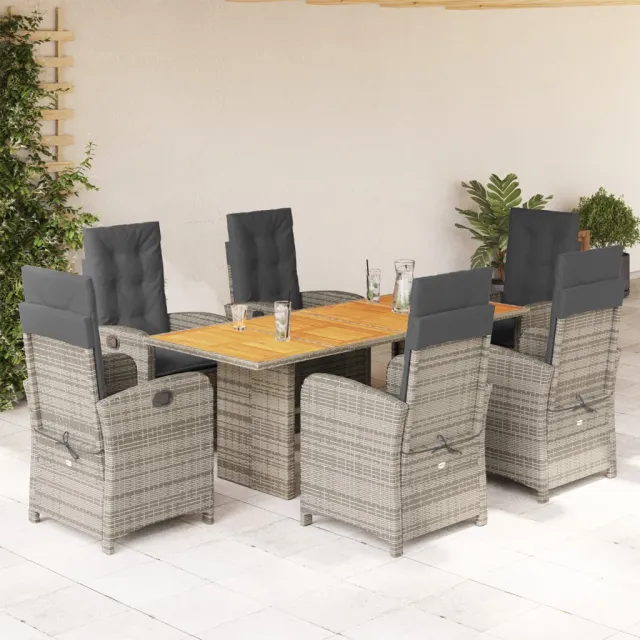 vidaXL 7-delige Tuinset met kussens poly rattan grijs, foto 2