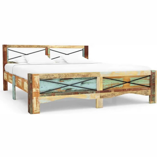 vidaXL Bedframe massief gerecycled hout 160x200 cm Meerkleurig