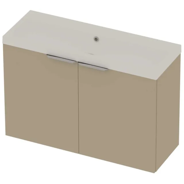 Basic-Line Pretty 36 Badmeubelset Polystone Zonder Kraangat 100x36x70 cm Mat Beige Mat Wit