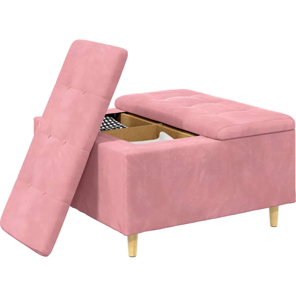 vidaXL Ottoman met Opbergruimte Roze 80 x 80 x 45 cm Fluweel