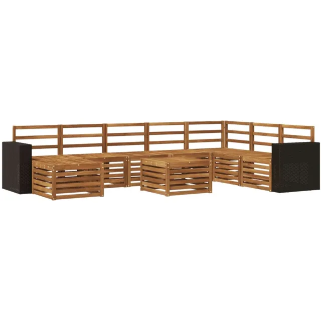 vidaXL Buiten - bank - set - 9 - st - 8-zits - Naturel - Massief - Acacia - Hout