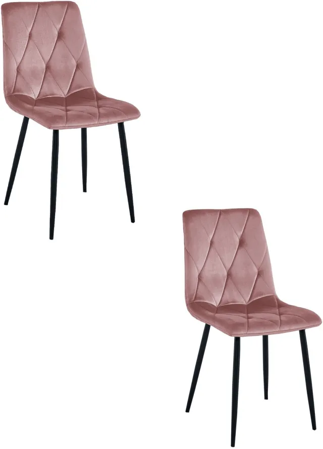 LEOBERT LIBRA Eetkamerstoelen – Set van 2 – Zwart Velvet – Zwarte Metalen Poten – Comfortabele Gestoffeerde Zitting – Modern Design – Velvet Stoel voor Woonkamer, Keuken en Eetkamer – Max. 110 kg per Stoel