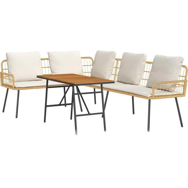 vidaXL Tuinbankenset 2 st Beige poly rattan