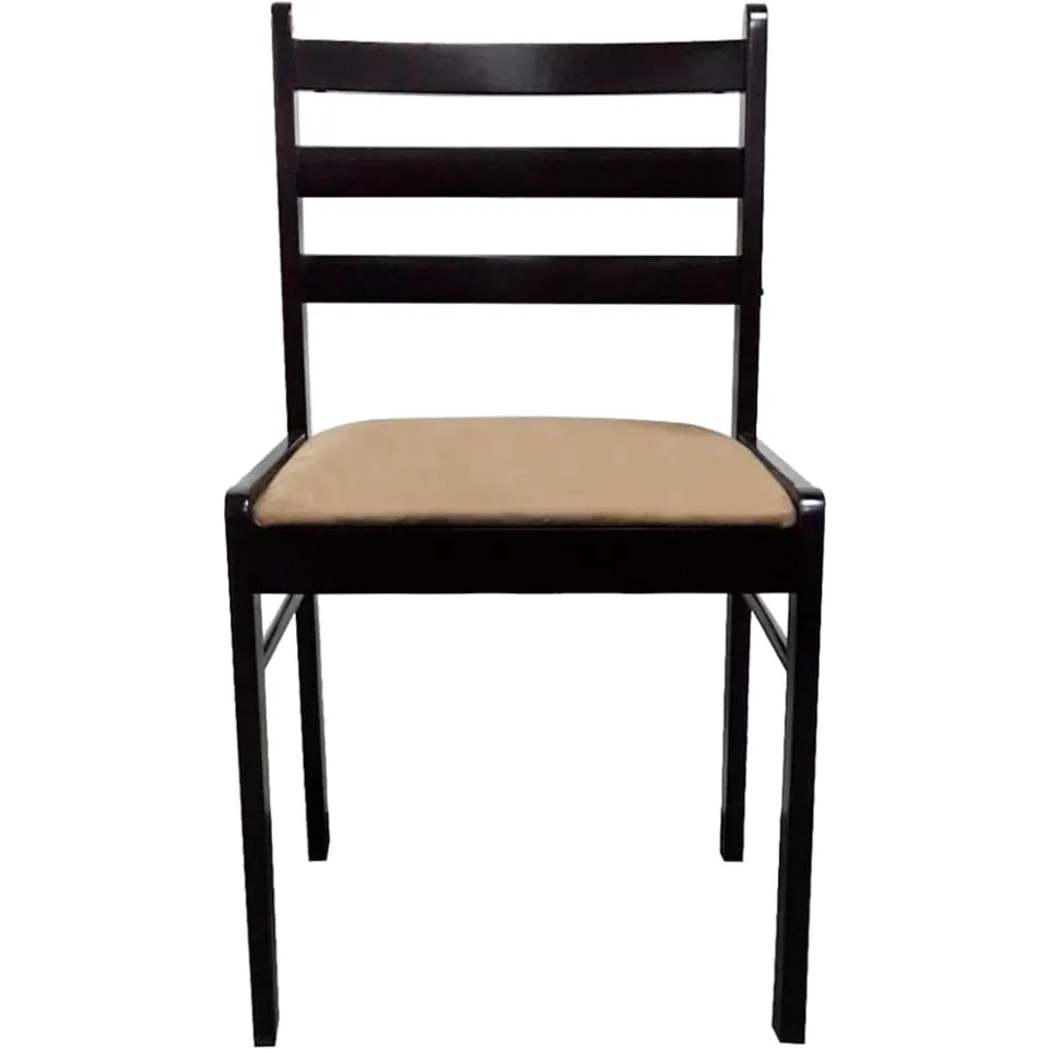 vidaXL Eetkamerstoelen 4 st massief rubberwood en fluweel bruin