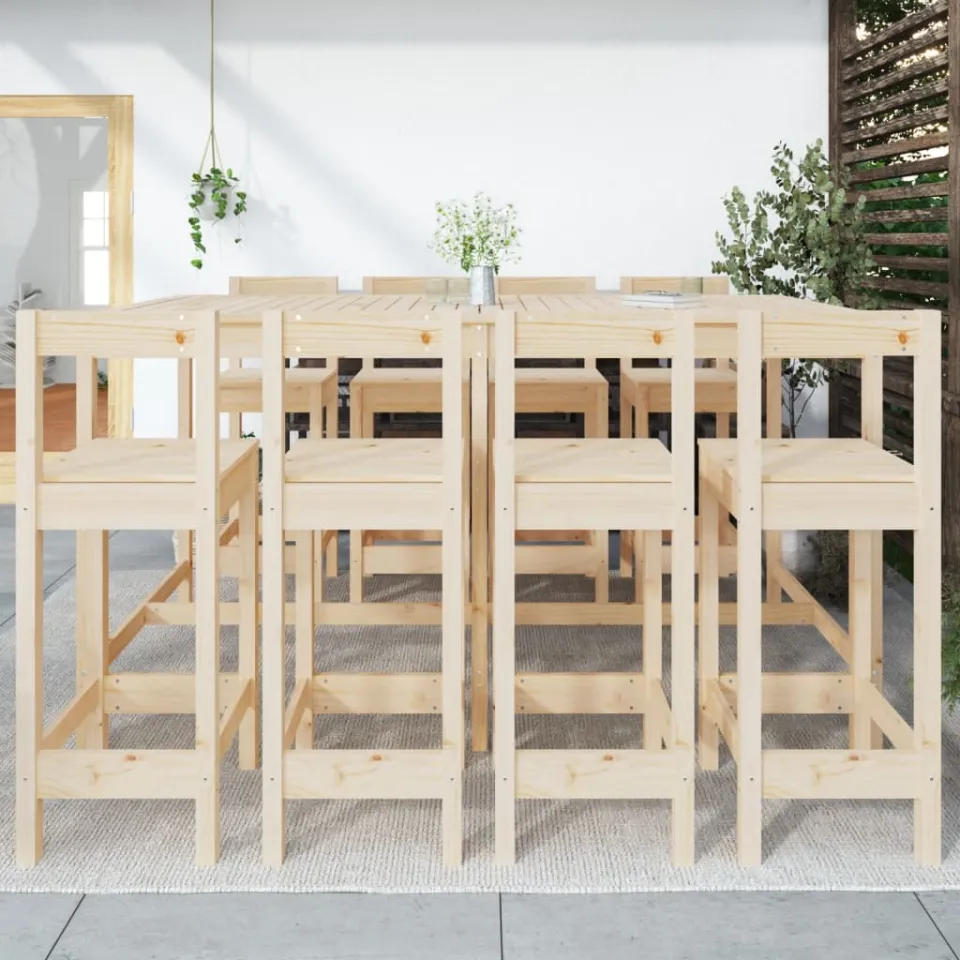 vidaXL 9-delige Barset massief grenenhout bruin, foto 3
