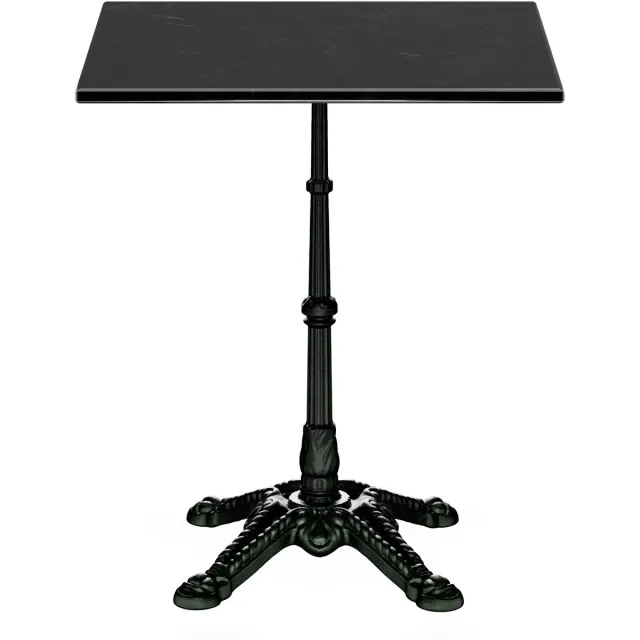 Blumfeldt bistrotafel - 60x60 cm marmeren tafelblad, weerbestendig, gietijzeren onderstel, Art Nouveau ontwerp, buiten & binnen, stabiele standaard Zwart