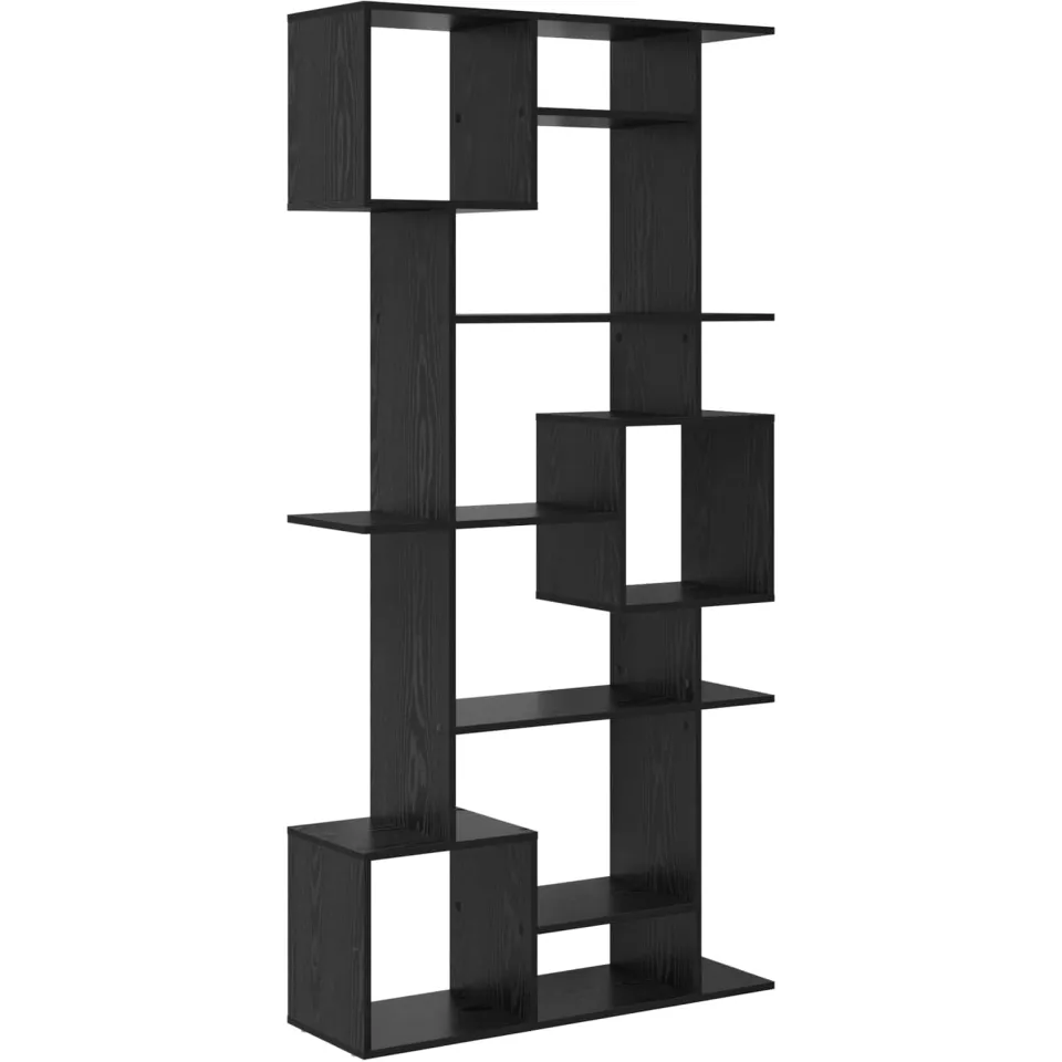 vidaXL Boekenkast 9-laags 92 x 29 x 188 cm Bewerkt hout Zwart Eiken