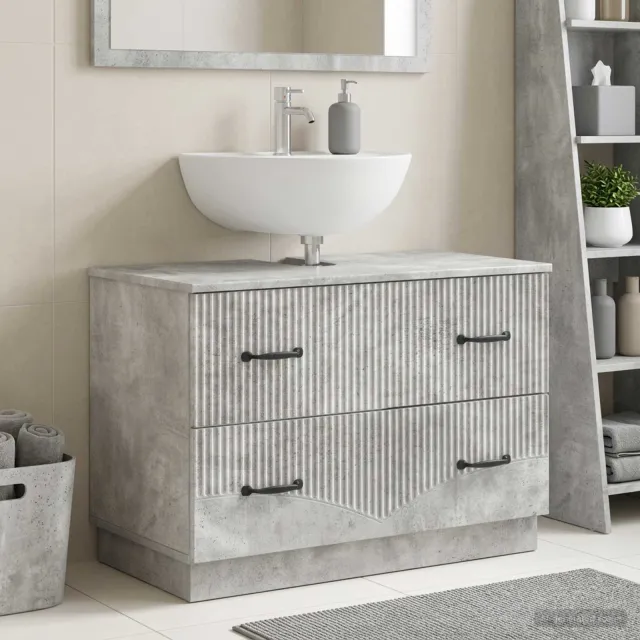 vidaXL Badkamer wastafelkast HOORN Betongrijs 82 x 41 x 56 cm grijs, foto 2