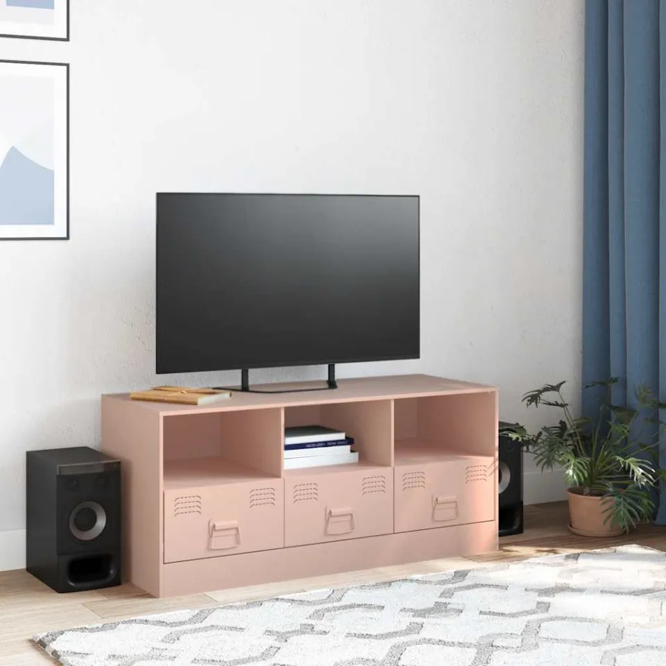 vidaXL Tv-meubel 99x39x44 cm staal roze, foto 3