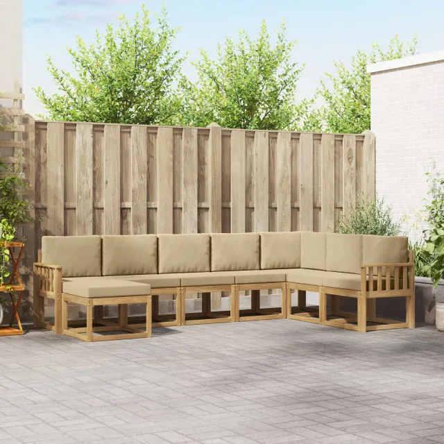 vidaXL Buiten bankenset 8 st 8-zits Wit en Beige