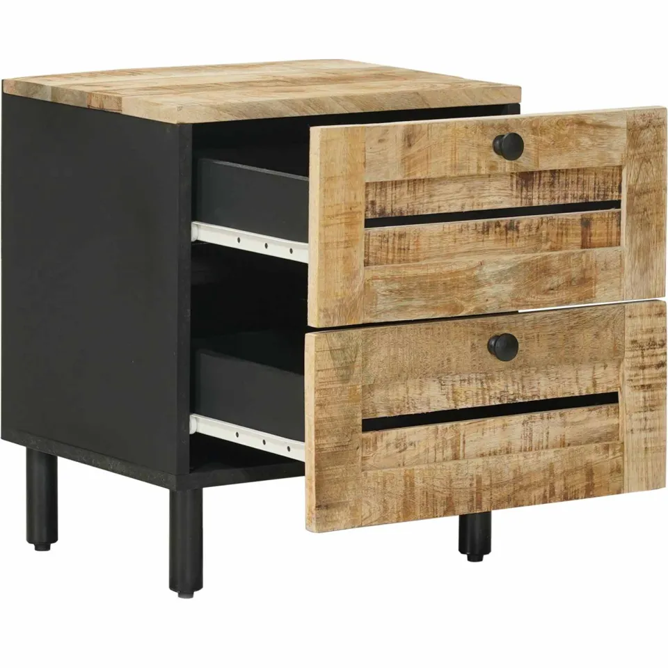 vidaXL Nachtkastje Naturel 40 x 33 x 46 cm Massief Mango Hout Bruin