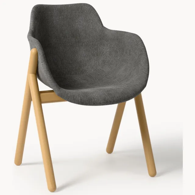 Westwing Collection Gestoffeerde armstoel Carmi Grijs