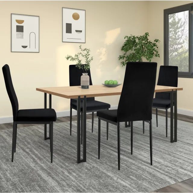 Notio Living Kelly-Gestoffeerde eetkamerstoelen set van 4 in zwart fluweel