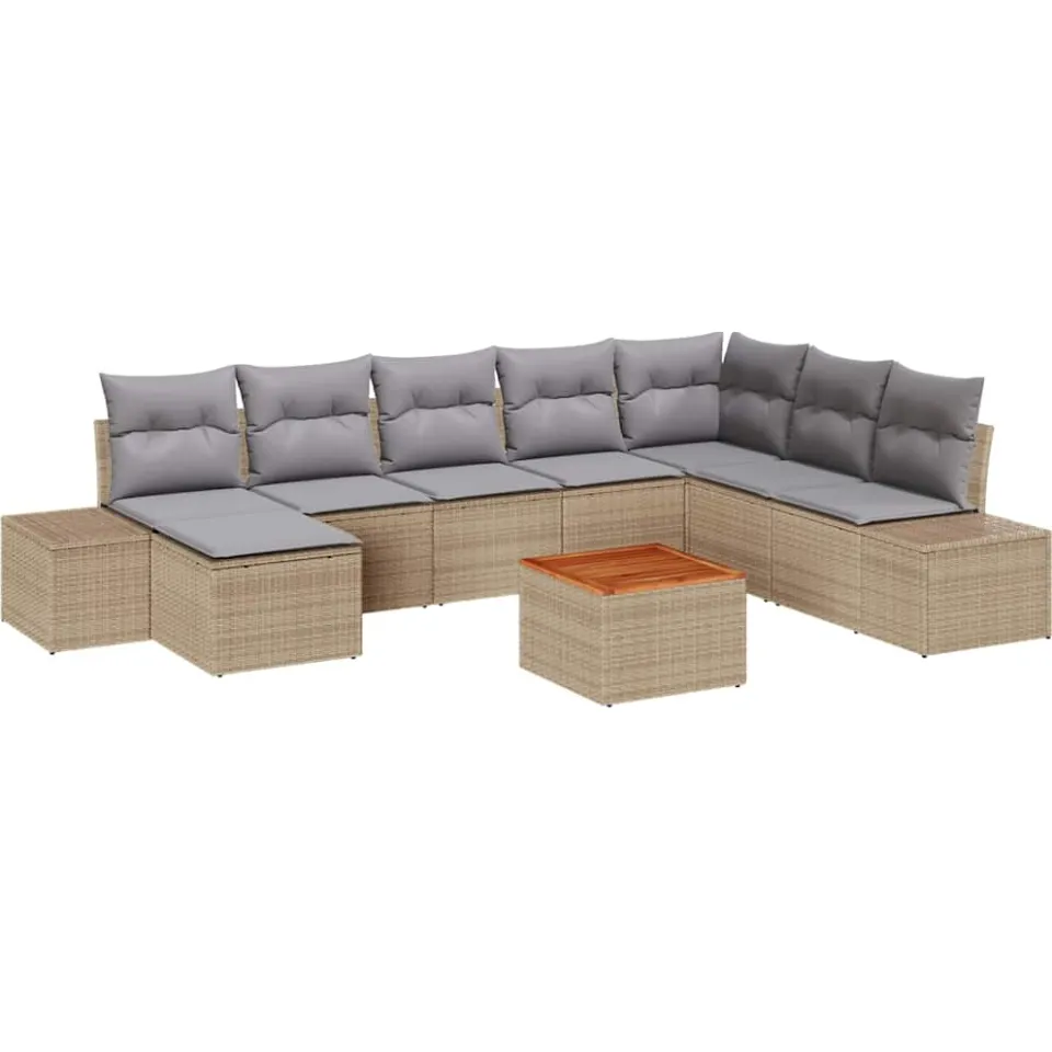 vidaXL Tuin Sofa Set 9 st beige en lichtgrijs