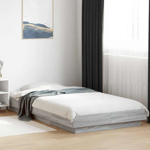 vidaXL Bedframe met LED-verlichting grijs sonoma eikenkleurig 90x190cm