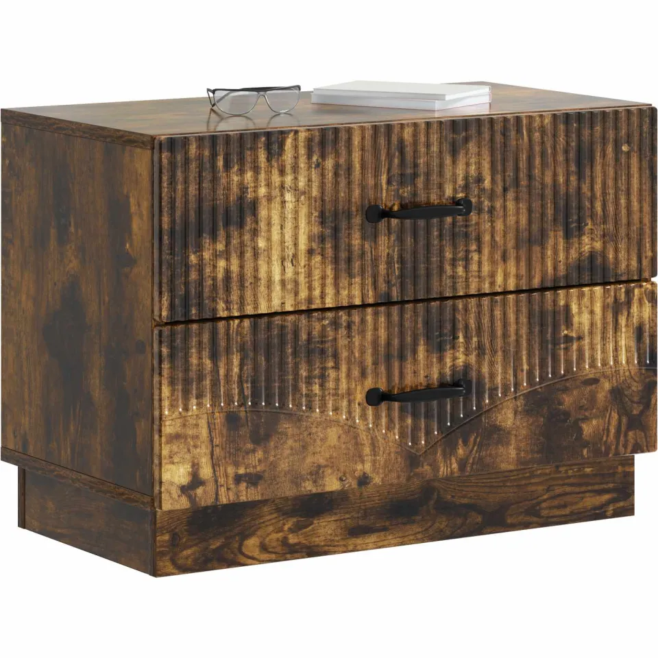 vidaXL Nachtkastje Gerookt eiken 62 x 34,5 x 44,5 cm Bewerkt hout