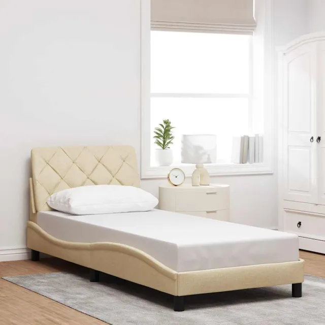 vidaXL Bedframe zonder matras 80x200 cm stof crèmekleurig