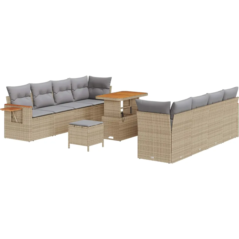 vidaXL Tuinbankenset 11 st Beige poly rattan, foto 3