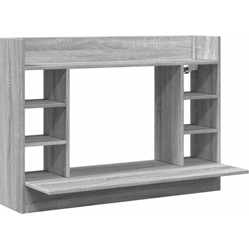 vidaXL Wandbureau 105x48x75 cm bewerkt hout grijs sonoma eikenkleurig, foto 4