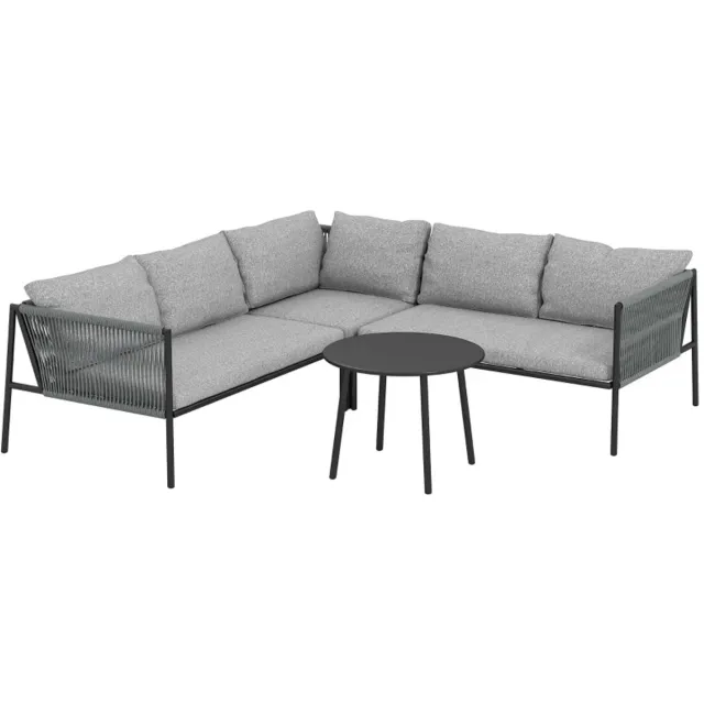 ZYLARO Luxe XXL Tuinset - 4-Delige Loungeset van Polyrattan - voor 6 personen - Tuinmeubelset - Hoekbank - Tuintafel - met Tafel, Zit- en Rugkussens - Ideaal voor tuin, balkon en terras - Hoeklounge - Zitgroep - Donkergrijs