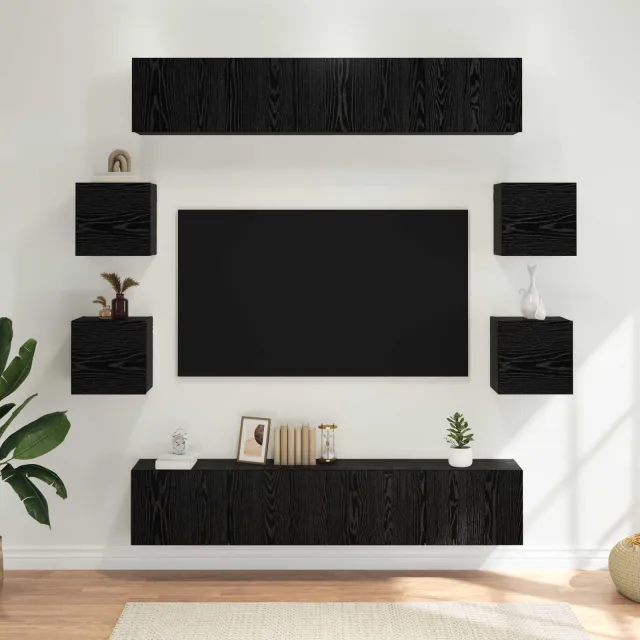 vidaXL Tv-meubelset 8 st 80 x 30 x 30 cm Zwart eiken, foto 2